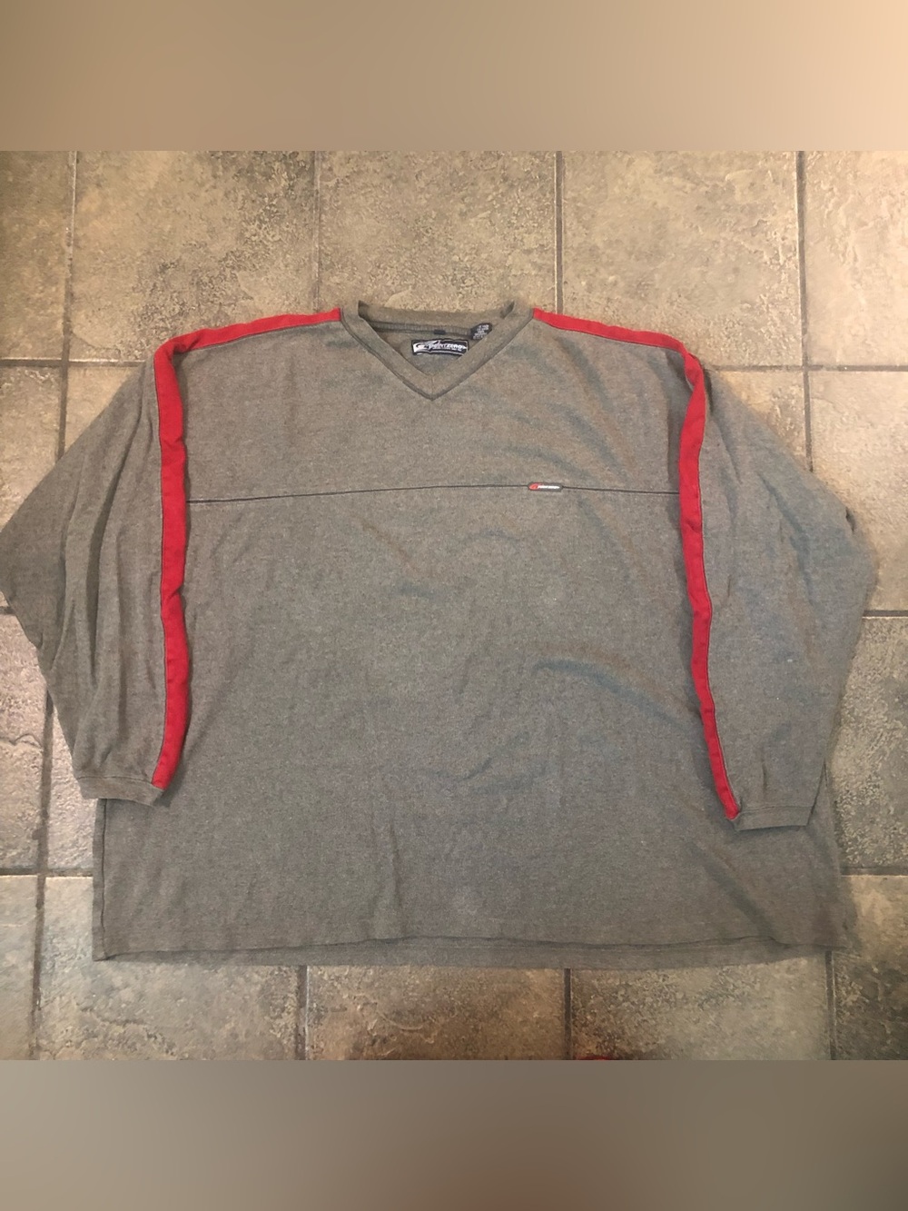 Vintage 90s Point Zero Men’s Long Sleeve Shirt Lines Piping Size 4XLT Gray Heavy